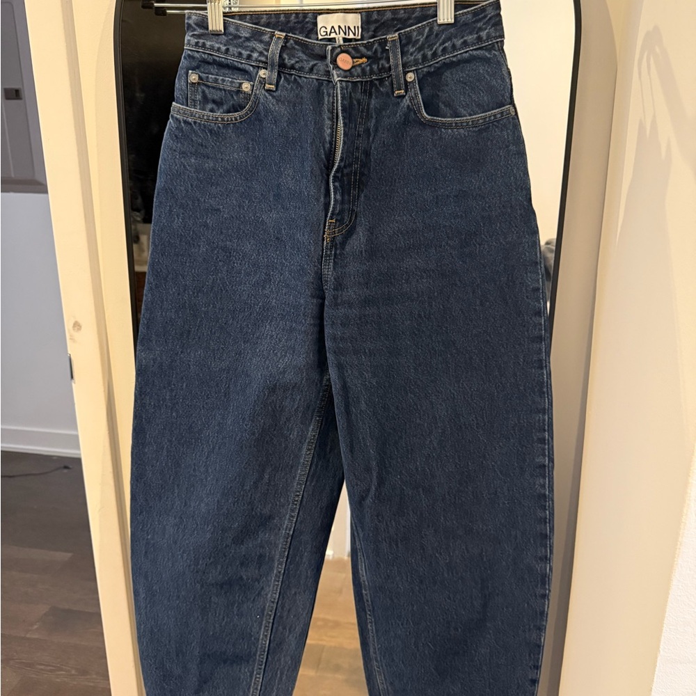 Ganni Barrel Leg Jean Dark Wash